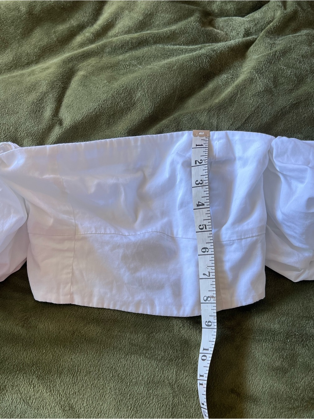 Abercrombie & Fitch White Smocked Crop Top with Puff Sleeves - Picture 5 of 5